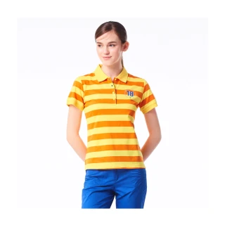 【Jack Nicklaus 金熊】GOLF女款條紋造型POLO衫/高爾夫球衫(黃色)