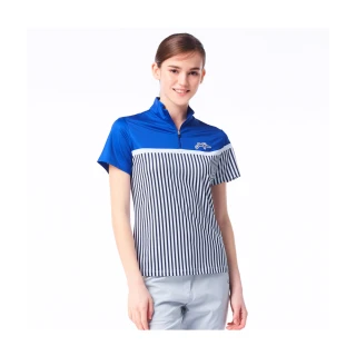 【Jack Nicklaus 金熊】GOLF女款直條紋彈性吸濕排汗POLO衫/高爾夫球衫(藍色)