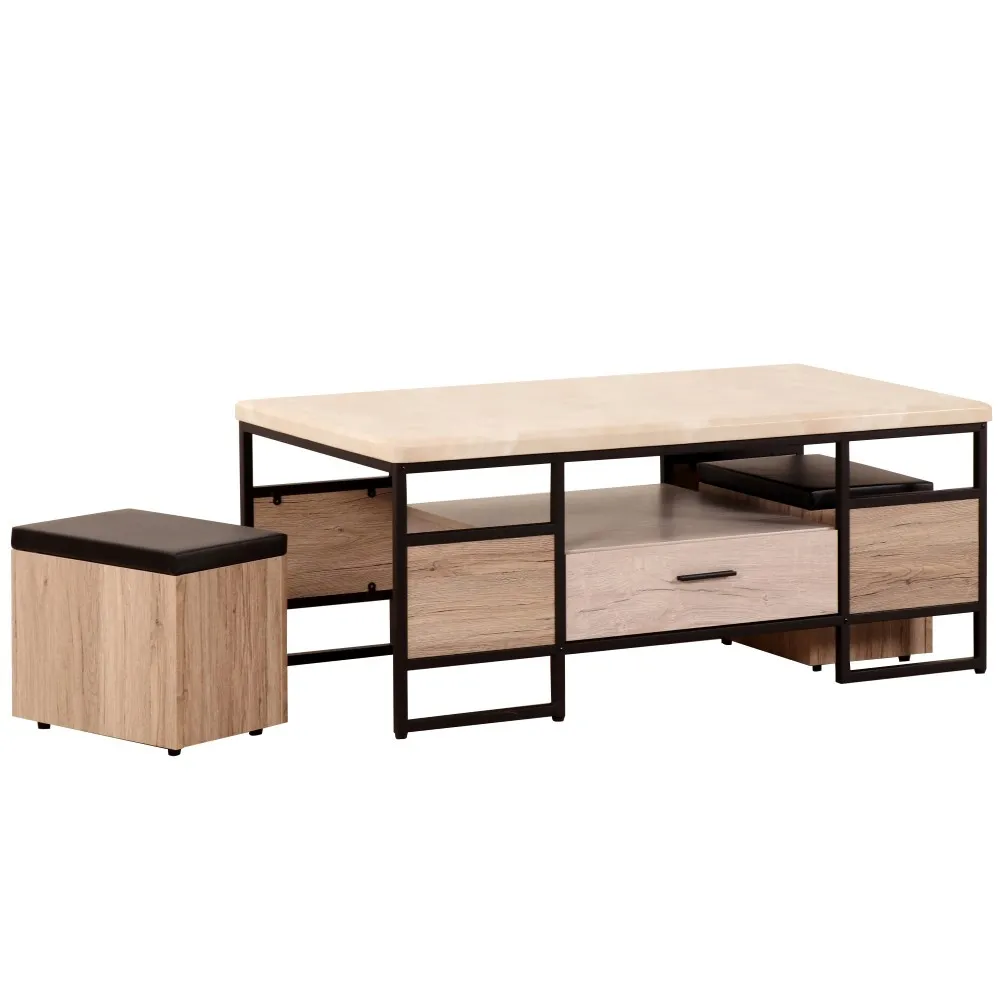 【WAKUHOME 瓦酷家具】Myra一桌2椅4.3尺大茶几A016-43-5