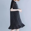【MsMore】日式波點大碼荷葉袖雪紡寬鬆洋裝#109251現貨+預購(圓點)