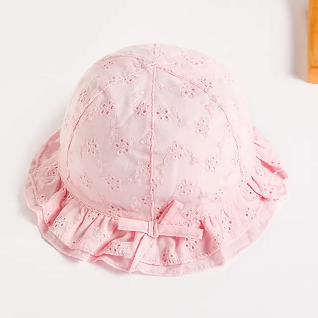 【Kori Deer 可莉鹿】優雅蕾絲小花純棉女嬰兒童綁帶遮陽帽(漁夫帽寶寶帽防曬)