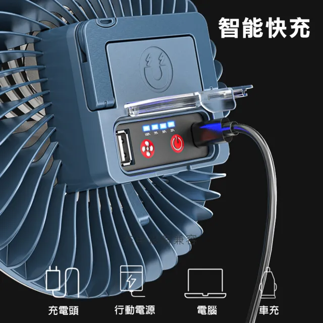 【悅生活】露營燈 照明燈 吊掛磁吸兩用式USB充電風扇燈 54顆LED強光版 二入組(GoTrip微旅行)