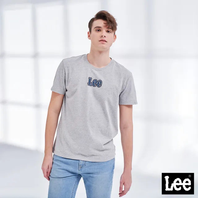 【Lee】男裝 短袖T恤 / 立體小LOGO 舒適灰 標準版型(LL2101579CG)