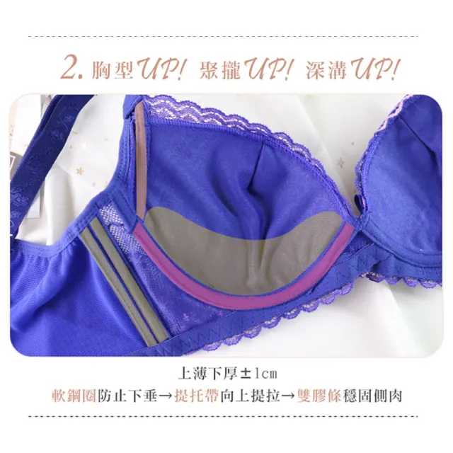 【Daima 黛瑪】台灣製/軟鋼圈B-D黃金美胸提托版內衣(寶石藍)