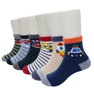 【D&G】6雙組-交通工具大集合百搭男童短襪(D504-D517童襪)