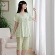 【Wacoal 華歌爾】睡衣-睡眠研究所-海藻纖維 M-LL短袖七分褲裝  LWB56111GR(綠)