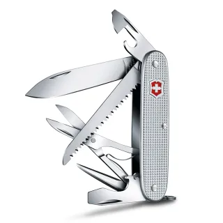 【VICTORINOX 瑞士維氏】10用ALOX 金屬殼瑞士刀 93mm(銀色 08271.26)