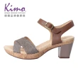 【Kimo】牛皮金絲帆布繫帶涼鞋 女鞋(棕 KBJSF106025)