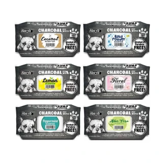 【Absorb Plus】寵物活性碳濕紙巾80抽-六款味道(不含酒精防腐劑/寵物清潔/貓狗適用)