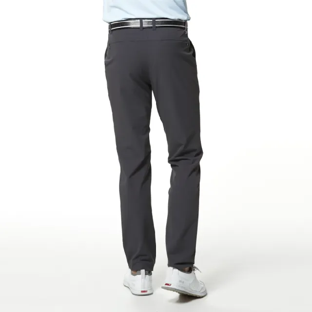 【Lynx Golf】korea 男款隱形拉鍊設計素面平口休閒長褲(鐵灰色)