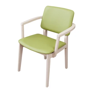 【BODEN】馬登綠色皮革扶手實木餐椅/單椅