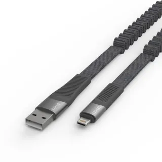 【DIKE】USB to Lightning+MicroUSB 1.2M 雙系統彈簧伸縮編織快充傳輸扁線(DLD712GY)