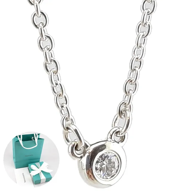 【Tiffany&Co. 蒂芙尼】台灣現貨-明亮切割圓形鑽石墜飾925純銀項鍊(三分鑽)