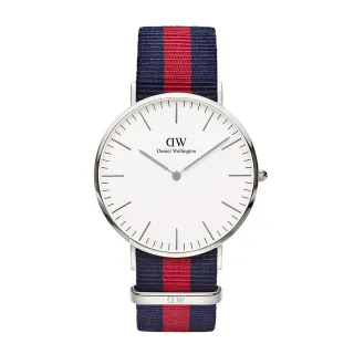 【Daniel Wellington】DW 手錶  Classic Oxford 40mm藍紅織紋錶 絕版(兩色)