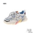 【J&H collection】韓版真皮圓頭彩虹底休閒老爹鞋(現+預  灰色 / 藍色)