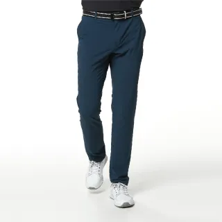 【Lynx Golf】korea 男款後腰異材質剪接設計平口休閒長褲(藍綠色)