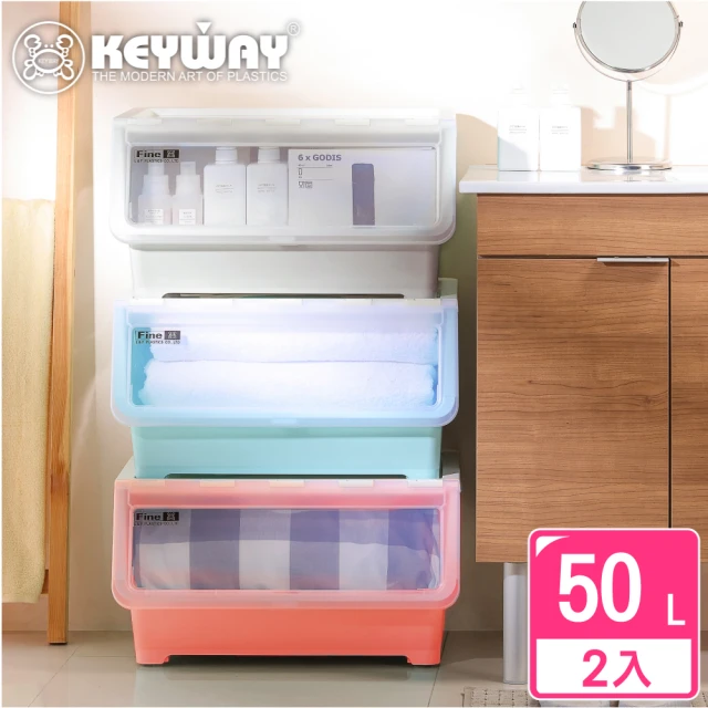 【KEYWAY 聯府】面寬55-馬德里直取式收納箱50L-2入(透明前蓋 整理箱 MIT台灣製造)