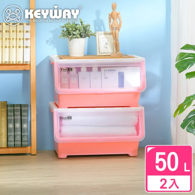 【KEYWAY 聯府】面寬55-馬德里直取式收納箱50L-2入(透明前蓋 整理箱 MIT台灣製造)