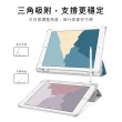 【BOJI 波吉】iPad Air 4/5 10.9吋 三折式內置筆槽可吸附筆透明氣囊保護軟殼 復古油畫款 青藍色