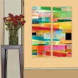 【24mama 掛畫】二聯式 油畫布 豐富多彩 創造力 藝術 顏色 圖形 明亮 無框畫-30x80cm(多彩幾何抽象)