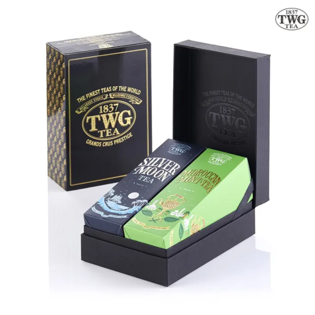 【TWG Tea】時尚茶罐雙入 銀月綠茶100g+摩洛哥薄荷綠茶100g(綠茶)