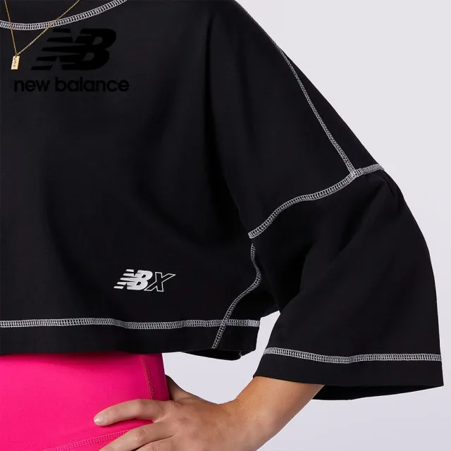 【NEW BALANCE】NB 短版落肩T恤_女裝_黑色_WT13559BK(美版 版型偏大)