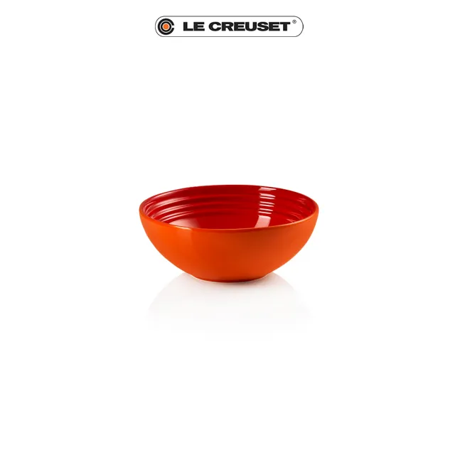 【Le Creuset】瓷器早餐穀片碗16cm(火焰橘-無盒)