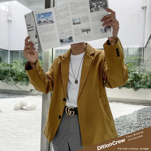 【Dition】韓系oversize西裝外套 正裝單排釦 正韓版型 男女可穿 寬鬆(正裝oversize西裝外套 情侶款)