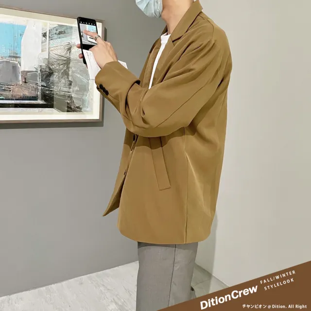 【Dition】韓系oversize西裝外套 正裝單排釦 正韓版型 男女可穿 寬鬆(正裝oversize西裝外套 情侶款)