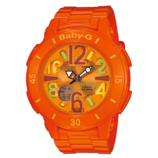 【CASIO 卡西歐】Baby-G系列 旋轉霓虹風情運動腕錶-橘(BGA-171-4B2DR)