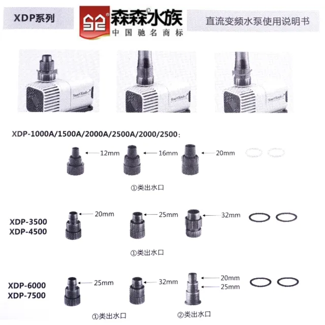 【SUNSUN 森森】XDP-2000低水位靜音 可調水量 24V直流變頻沉水馬達2000L(台灣公司貨保固一年)