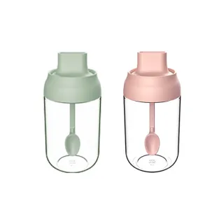 【哈生活】馬卡龍玻璃款勺蓋一體調味罐/調味瓶/料理罐(250ml)