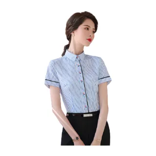 【Alishia】春夏款氣質條紋短袖襯衫(現+預  藍條紋)