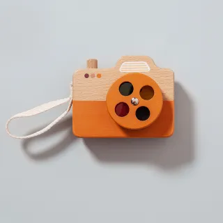 【荷蘭Petit Monkey】經典木玩-亮橘相機(相機玩具)
