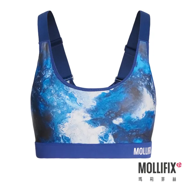 【Mollifix 瑪莉菲絲】水陸兩用速乾防曬運動內衣、瑜珈服、無鋼圈(深海藍)