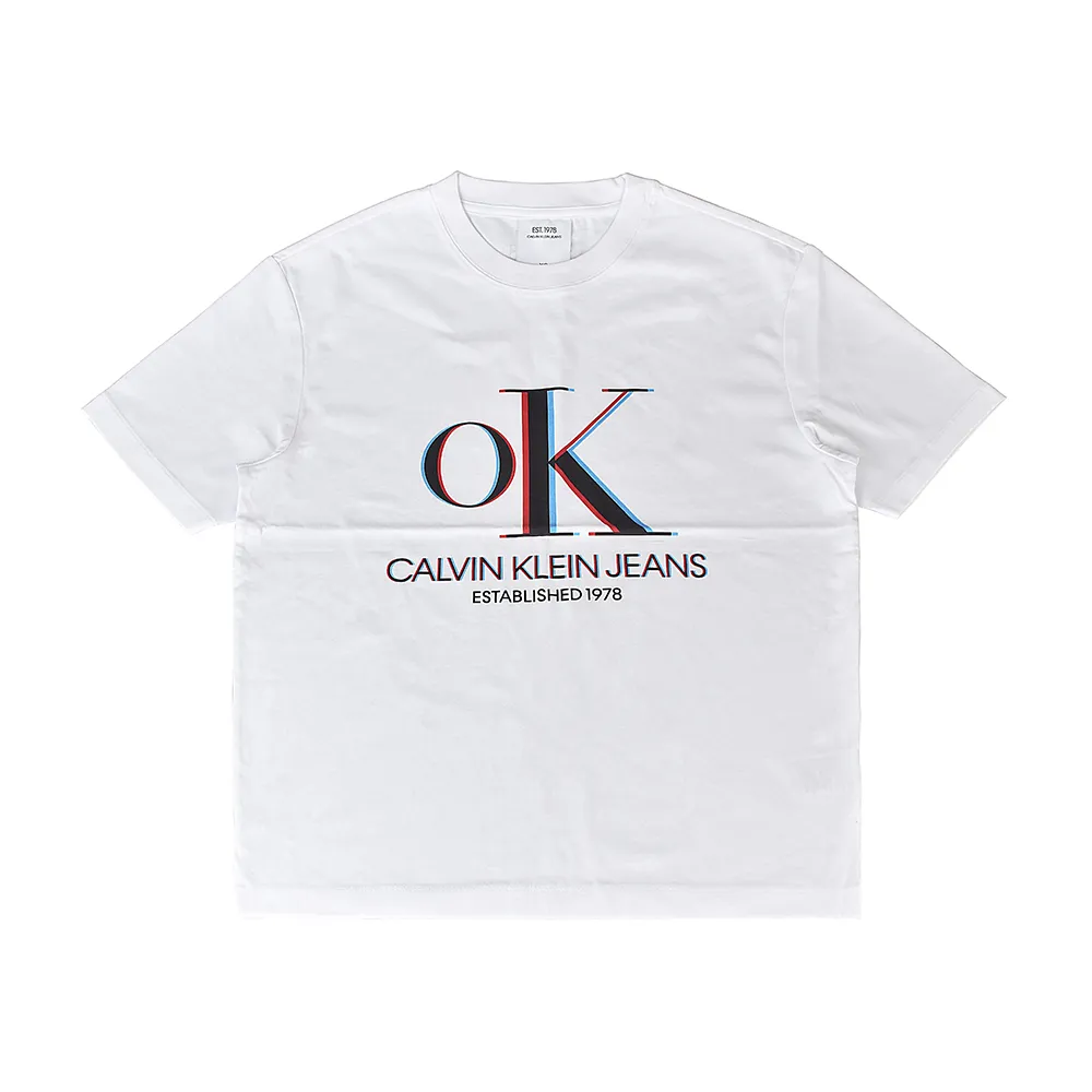 【Calvin Klein 凱文克萊】CK Calvin Klein多色OK印花LOGO純棉短T(XS/S/M/白)