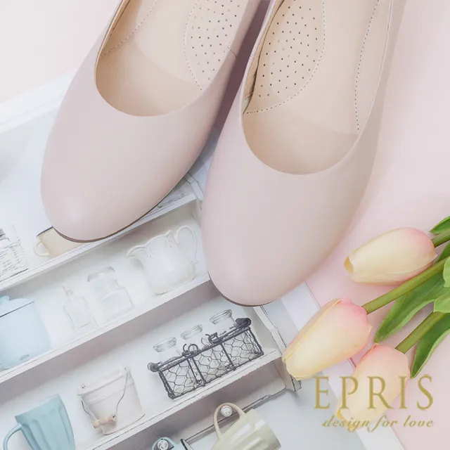 【EPRIS 艾佩絲】現貨 大尺碼鞋 古典女孩4公分 素面低跟鞋 女鞋 全真皮舒適好穿 19.5-26(小尺碼女鞋)