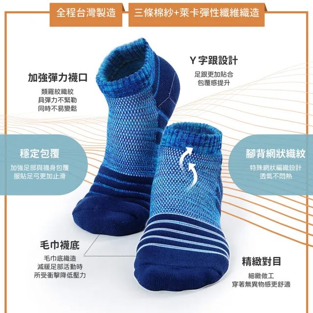 【GIAT】台灣製透氣排汗萊卡機能氣墊襪(2雙組)
