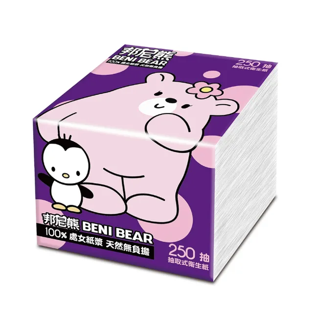 【Benibear 邦尼熊】邦尼熊超柔紙巾衛生紙(250抽（90包）（米麗版）)