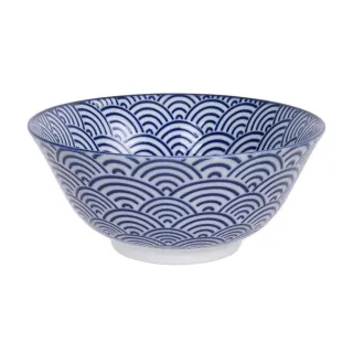 【Tokyo Design】瓷製餐碗 浪紋藍15cm(飯碗 湯碗)