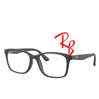【RayBan 雷朋】亞洲版 輕量款 時尚大鏡面光學眼鏡 鏡臂滿版logo設計 RB7059D 5196 霧黑 公司貨