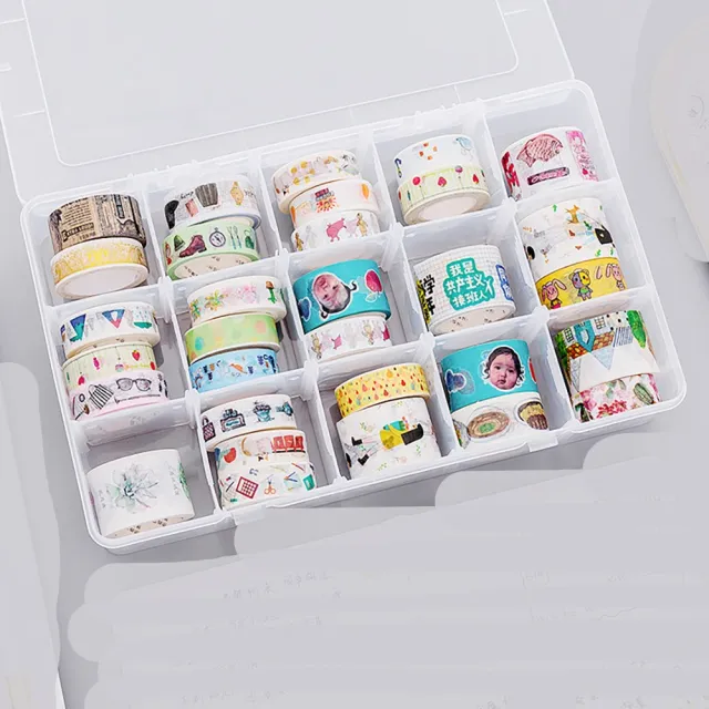 【德德小品集】加大可拆式 半透明紙膠帶盒 收納盒 化妝盒(小物收納 可以自由分隔)