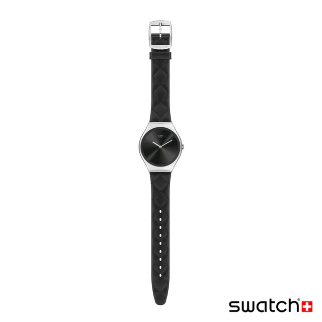 【SWATCH】Skin Irony 超薄金屬系列 BLACK QUILTED 經典黑 手錶 瑞士錶 錶(38mm)