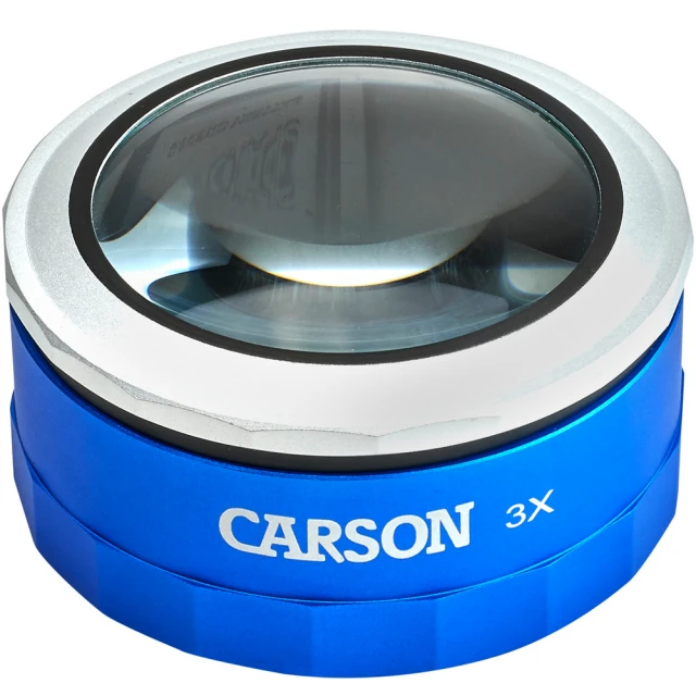 【CARSON 卡薾紳】LED杯式伸縮放大鏡 3x(物品觀察 老人閱讀 年長長者 輔助視力)