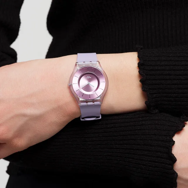【SWATCH】SKIN超薄系列手錶SWEET PINK薰衣草 男錶 女錶 瑞士錶 錶(34mm)