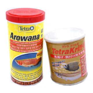 【TETRA 德彩】Krill-E增豔南極蝦100g乾燥飼料+Arowana新配方龍魚顆粒飼料1L(強化嗜口性)