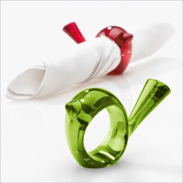 【KOZIOL】Pi鳥型餐巾環 透綠(餐巾扣 口布環)
