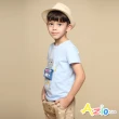【Azio Kids 美國派】男童 上衣 立體機器人貼布印花短袖上衣T恤(藍)