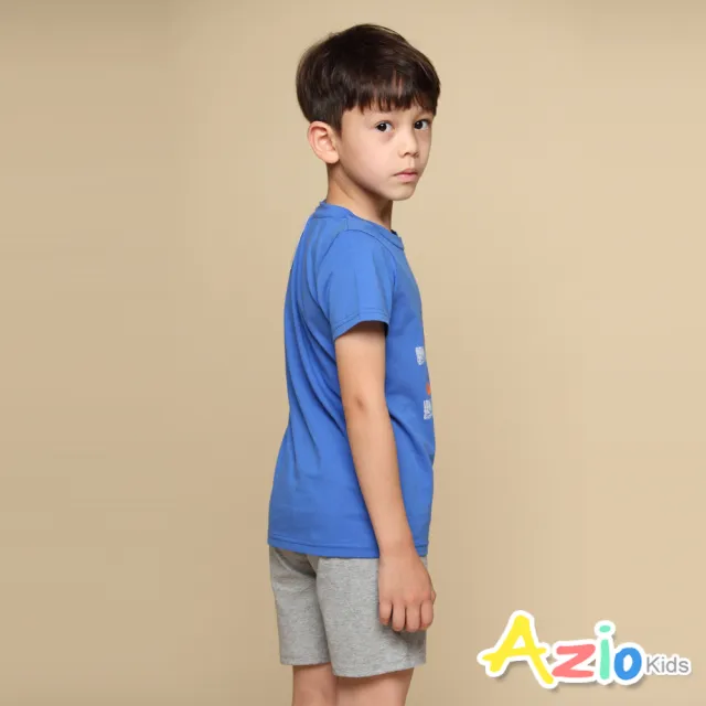 【Azio Kids 美國派】男童 短褲 彩色汽車刺繡棉質運動短褲(灰)