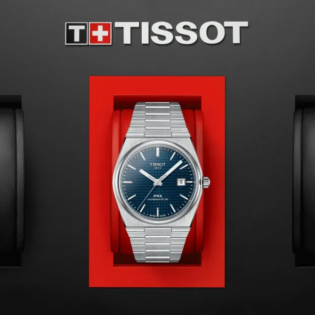 【TISSOT 天梭 官方授權】PRX系列 1970年代復刻 80小時動力儲存 機械腕錶 母親節 禮物(T1374071104100)